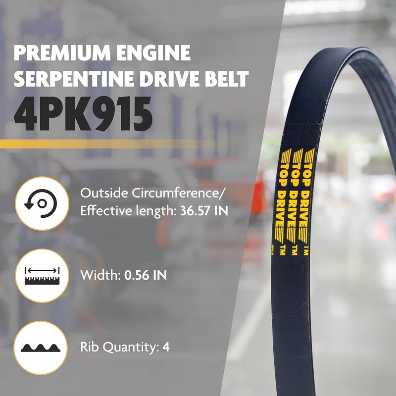 TOP DRIVE , 4PK915, Premium Engine EPDM Serpentine Drive Belt, Equivalent References - K040360, 5040360 - Image 2